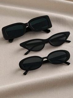 Negro  Collar  ABS   Embellished Pretty Sunglasses, Classy Glasses, Funky Glasses, Glasses Trends, Geometric Fashion, Trendy Glasses, نظارات شمسية, Fashion Eye Glasses, Uv Sunglasses