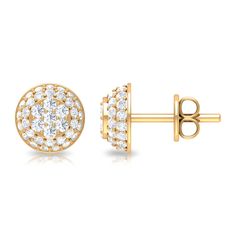 Product Details This Stud Earring is embellished with Round Shape Diamond in a Prong Setting. The Bridal Stud Earring with Screw Back safety is a superb Wedding E for a woman Product Information SKU SHP-EARRINGS072018578 Length 6.4 mm Width 6.4 mm Height 2.4 mm Weight 1.12 gm (Approximate) DIAMOND INFORMATION No.of Stones 76 Pieces Total Weight 0.55 Carat (Approximate) Dimension(approx) Round-1.20X1.20 mm-14 PcsRound-1X1 mm-62 Pcs Color HI Cut Brilliant Shape Round Setting Type Prong-Setting Qua Gold Halo Design Cluster Earrings, Yellow Gold Cluster Earrings With Pave Setting, Gold Cluster Jewelry With Halo Design, Fine Jewelry Yellow Gold Cluster Earrings With Pave Setting, Dazzling Gold Cluster Earrings, Dazzling Gold Diamond Earrings With Halo, Gold Cluster Earrings With Pave Setting, Gold Cluster Earrings With Pave Set Diamonds, Gold Diamond Cluster Earrings With Halo Design