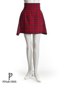 Last One Plaid High Waist Red Black One of a Kind | Etsy Punk Style Fitted Lined Skirt, Punk Style Fitted Skort For Alternative Fashion, Fitted Pleated Skirt Bottoms In Rock Style, Punk Style Fitted Mini Skirt For Winter, Punk Style Fitted Lined Mini Skirt, Gothic Red Bottoms For Fall, Fitted Skort For Alternative Fashion, Red Punk Skirt For Fall, Punk Style Fitted Short Skirt