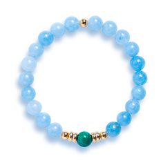 Handcrafted on a tension tested stretch cord with authentic Aquamarine and Malachite gemstones.8mm gemstone beadsNickel-free Aqua Marina, Malachite Stone, Amethyst Bracelet, Agate Gemstone, Green Aventurine, Moss Agate, Gemstone Bracelet, Energy Healing, Aquamarine