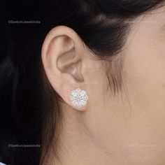 Make yourself trendy and stylish with this 18k White Gold Earrings glittering with Diamond that will add majestic charm and elegance to your look. Exquisitely designed, this Earrings will provide you a classy look. ✧✧Welcome To Our Shop Spectrum Jewels India✧✧ ""Engagement 18k White Gold Diamond Earrings, Natural Diamond Jewelry, Stud Earrings For Anniversary Gift, Valentine Gift For Wife"" ★PRODUCT SPECIFICATION★ * ITEM CODE - SEE-11047 * METAL - 18k White Gold * 18k White Gold Weight : 4.1 gm Valentine Gift For Wife, White Gold Diamond Earrings, Diamond Earrings Design, Gold Diamond Earrings, Yellow Gold Bracelet, Ruby Jewelry, Diamond Hoop Earrings, Emerald Earrings, Yellow Gold Earring