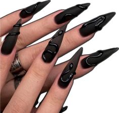 Fake Nails Long, Long Stiletto Nails, Long Stiletto, Gothic Nails, Gel Set, Goth Nails, Fake Nails With Glue, Almond Nail, Black Nail