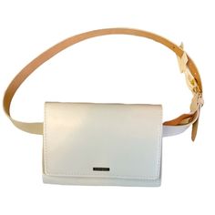 Size: Large Color: Ivory Nwt Retail: $72.50 Rectangular Beige Belt Bag For On-the-go, Beige Leather Belt Bag For On-the-go, Everyday Rectangular Calvin Klein Shoulder Bag, Chic Calvin Klein Leather Shoulder Bag, Chic White Shoulder Bag With Mobile Phone Holder, White Mobile Phone Shoulder Belt Bag, Chic White Rectangular Belt Bag, Chic Cream Shoulder Bag With Mobile Phone Holder, Cream Everyday Bag With Mobile Phone Pocket