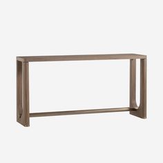 a wooden console table with metal legs