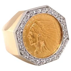 Circa: 1960s Metal Type: 14K yellow gold Size: US 7 Weight: 15.2g Diamond Details: Cut: Round Carat: 0.50 carat total weight Color: H-I Clarity: SI Collectible 14k Gold Diamond Ring, Gold 14k Signet Ring With Single Cut Diamonds, Gold Diamond Heirloom Signet Ring, Heirloom Gold Diamond Signet Ring, Vintage Gold Diamond Jewelry, Gold Signet Ring With 17 Jewels, Antique Yellow Gold Diamond Jewelry, Antique Gold Signet Ring With Diamond Cut, Heirloom Gold Diamond Ring In 14k Gold