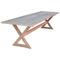 a wooden table sitting on top of a white background