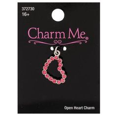 Details: 	 Dimensions: 0.77" x 0.53" 	 Material: Metal & Crystal 	 Color: Pink 	 Metal Color: Silver 	 Age Grade: 16+ 	 Quantity: 1 Upscale old jewelry and complete new accessories with exciting charms and pendants! Pink Open Heart Rhinestone Charm has an open heart shape with rhinestones encrusted around the edge. Use this charm as a fun highlight on necklaces, earrings, or bracelets. Create pieces that work with the latest trends as you design jewelry to go with all your favorite outfits. Heart Rhinestone, Jewelry Charms Pendants, New Accessories, Silver Age, Old Jewelry, Design Jewelry, Open Heart, Hobby Lobby, Metal Color