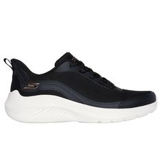 Pair up with athletic style and comfort wearing Skechers BOBS Sport Squad Waves - Still Wading. This vegan fashion lace-up features a mesh and synthetic upper with a cushioned Skechers Memory Foam insole. BOBS from Skechers is committed to saving the lives of pets in need. | Skechers Women's BOBS Sport Squad Waves - Still Wading Sneaker | Medium Width | Skechers Memory Foam cushioned comfort insole | Crafted with 100% vegan materials | Lace-up mesh and synthetic upper | Contoured shock-absorbing Sporty Nylon Sneakers With Arch Support, Breathable Mesh Sneakers With Stretch, Stretch Breathable Mesh Sneakers, Breathable Mesh Stretch Sneakers, Breathable Stretch Mesh Sneakers, Sports Sneakers With Cushioned Stretch Footbed, Athleisure Stretch Sneakers With Synthetic Material, Mesh Sneakers With Arch Support For Athleisure, Athleisure Stretch Sneakers In Synthetic Material