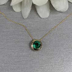 Round Emerald Pendant Necklace 14k Yellow Gold, Emerald Bezel Necklace, May Birthstone Necklace, Dainty Emerald Necklace For Ladies, #6750 #BezelNecklace #DaintyNecklace #6750 #RoundEmerald #EmeraldNecklace #ForLadies #MayBirthstone #BezelEmerald #14kYellowGold #PendantNecklace Elegant Emerald Necklace With Round Pendant, Elegant Emerald Birthstone Necklace With Round Pendant, Formal Emerald Necklace With Round Pendant, Elegant Emerald Round Pendant Necklace, Green Necklace With Bezel Setting For May Birthstone, Classic Green Emerald Necklace With Bezel Setting, Round Emerald Necklace For Anniversary, Formal Birthstone Pendant Necklace With Bezel Setting, Formal Birthstone Necklace With 17 Jewels In Round Pendant