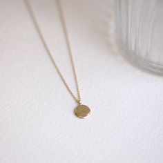 "Personalized Message Necklace, Round Circle Pendant Necklace, 14K Solid Gold Necklace, Engraving Name Necklace, Personalized Gifts for Her ≫ Product Details ◈ Handmade / Handcrafted Fine Jewelry ◈ Pendant Size: 8mm ◈ Thickness: 1.80mm ◈ Metal: Solid 14K Gold ◈ Gold Color: White gold, Rose gold, Yellow gold ◈ Chain Length: 14\" ~ 22\" ≫ Please read our FAQ below for more detail." Yellow Gold Plated Charm Necklace With Round Pendant, Gold Plated Yellow Gold Charm Necklace With Round Pendant, Gold-plated Yellow Gold Charm Necklace With Round Pendant, Timeless 14k Gold Coin Pendant Necklace, Elegant 14k Yellow Gold Coin Necklace, Yellow Gold Charm Necklace With Coin Pendant, Delicate 14k Gold Engraved Charm Necklace, 14k Gold Round Coin Necklace Fine Jewelry, Fine Jewelry Charm Necklace In Yellow Gold