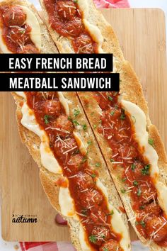 two sandwiches with meatballs and cheese on bread