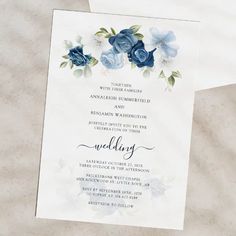 Modern Botanical Dusty Blue Floral Wedding Budget Invitation. Customize this Modern Botanical Dusty Blue Floral Wedding Invitation by clicking the "Personalize" button above. The card features a modern elegant chic dusty blue flowers with white, light blue, and olive green bloom. Dusty Blue Flowers, Postcard Wedding Invitation, Blue Floral Wedding, Floral Wedding Invitation Suite, Modern Botanical, Watercolor Floral Wedding Invitations, Wedding Budget, Elegant Watercolor