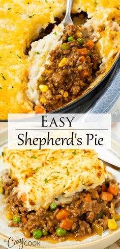 an easy shepherd's pie with peas and carrots