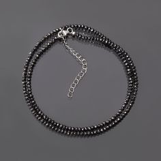 "Product Details :  Item Code : DGC4856 Gemstone Name : BLACK DIAMOND Chain Style : BEADED Beads Shape : FACETED RONDELLE Beads Size : 2.75-3 MM Approx. Length : 16\" Inch Approx. Weight : 30 Cts. Approx. Customization : **Available** Please Feel Free To Contact If You Have Any Query." Black Beaded Rondelle Jewelry, Black Rondelle Beaded Necklaces, Black Faceted Round Necklace, Black Single Strand Beads For Jewelry Making, Black Rondelle Gemstone Beaded Jewelry, Black Rondelle Gemstone Bead Necklace, Black Rondelle Gemstone Beads Jewelry, Black Beaded Rondelle Necklace, Elegant Black Rondelle Beaded Necklaces