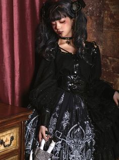 ❤︎Sakura Love Lolita Heart Dark Gothic Dress❤︎ Dark Gothic, Gothic Dress, Black Dress, Black