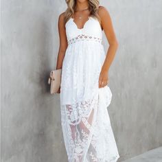 Summer Cami Dresses,Beach Dresses For Women,Boho Dress For Women,Wedding Guest Dresses For Women,Sundresses Fits True To Size Floor-length Dress For Brunch During Beach Season, Summer Wedding Dress With Flowy Fit, Summer Wedding Dress Flowy Fit, V-neck Sundress For Beach Wedding, Sleeveless Breezy Dress For Beach Wedding, White Lace Summer Beach Dress, Beach Season Lace Dress With Lace Trim, Beach Season Lace Dresses With Lace Trim, Beach Lace Maxi Dress