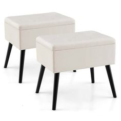 two white foot stools sitting next to each other