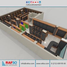 a computer lab with desks and chairs in the floor plan for an office building