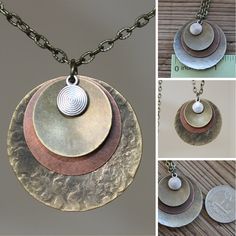 Bronze Metal Necklace With Coin Pendant, Bohemian Metal Necklaces For Jewelry Making, Bohemian Multicolor Brass Necklaces, Handmade Pendant Charm Necklaces In Alloy, Bohemian Alloy Jewelry With Adjustable Chain, Bohemian Silver Necklace In Copper, Bohemian Silver Necklace With Copper, Bohemian Copper Necklace In Silver Color, Bohemian Round Long Necklace Gift