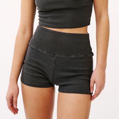 Ribbed Zinc Short – GROCERIES Casual Compression Biker Shorts For Loungewear, Relaxed Fit Biker Shorts For Sports, Casual Compressive Solid Biker Shorts, Stretch Cotton Ribbed Shorts, Stretch Biker Shorts With Ribbed Waistband, Fitted Biker Shorts With Ribbed Waistband, Casual Activewear With Medium Support, Mid-thigh Length, Fitted Biker Shorts With Ribbed Waistband For Workout, Basic Solid Color Biker Shorts For Workout