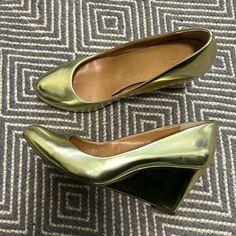 3inch Heels, Wedge Pumps, Womens Shoes Wedges, Metallic Gold, Gold Metal, J Crew, Wedges, Pumps, Women Shoes