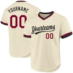 Custom Cream Maroon-Black Authentic Throwback Baseball Jersey Maroon Jersey Design, Merah Maron, Baseball Jersey Men, Blue Football, Number 3, Jersey Design, Baseball Players, Baseball Shirts, Baseball Jersey