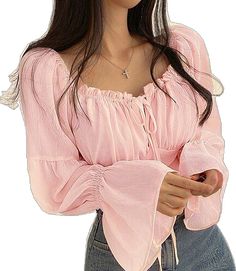 Plain Blouse, Light Hair, Pink Summer, Dressy Tops, Women Shirts Blouse, Pink Blouse, Autumn Summer, Summer Fall, Long Sleeve Crop Top