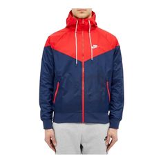 Men’s Size Large New With Tags Da0001-410 Hooded Technical Windbreaker For Running, Technical Hooded Windbreaker For Running, Sporty Waterproof Hooded Track Jacket, Waterproof Sporty Hooded Track Jacket, Waterproof Hooded Sporty Track Jacket, Technical Windbreaker With Adjustable Hood For Sports, Hooded Nylon Running Outerwear, Hooded Nylon Outerwear For Running, Red Nylon Track Jacket