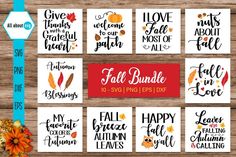 the fall bundle includes 10 svt files for cutting and other crafting projects, such as paper pumpkins