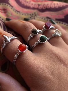 Handmade natural stone rings. Natural Stone Rings, Rough Stone Ring, Raw Crystal Ring, Crystal Ring, Raw Crystal, Crystal Rings, Stone Ring, Rings Statement, Stone Rings