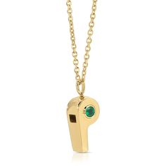 18k gold and Colombian emerald whistle .66cts emeralds 20” diamond cut chain included. # AKNWREM- Diamond Initial Necklace, Initial Earrings, Colombian Emeralds, Locket Charms, Initial Bracelet, Bracelet Collection, Leaf Pendant, Earrings Collection, Initial Necklace