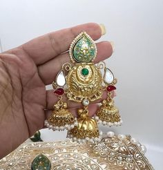 Gold Jhumka with quartz stone and pearl strings Pearl Strings, Gold Jhumka, Pakistani Jewelry, Quartz Stone, Star Earrings, Jewelry Pouch, Jewelry Handmade, Indian Jewelry, Jewelry Earrings Dangle