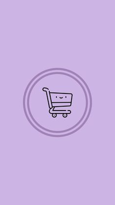 a purple background with a shopping cart in the center and an empty circle around it