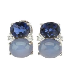 Medium White Gold Gum Drop Earrings with Iolite and Chalcedony Cabochon | From a unique collection of vintage clip-on earrings at http://www.1stdibs.com/jewelry/earrings/clip-on-earrings/ Layered Bracelets Boho, Iolite Jewelry, Gum Drop, White Gold Drop Earrings, Chalcedony Earrings, Chalcedony Stone, Jewelry Post, Southwestern Jewelry, Vintage Clip