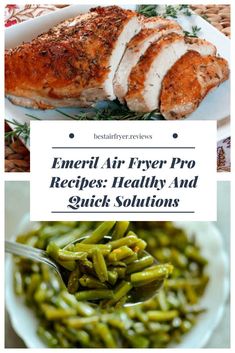 some food that is on top of a plate and the words emerald air fryer pro recipes