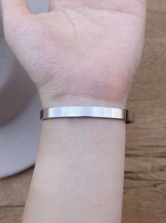 This bar bracelet is a great everyday piece. available in silver and rose gold. Dimensions: 4" DiameterClosure: n/a Bar Bracelet, Bar Bracelets, Cartier Love Bracelet, Silver Bracelets, Bangles, Rose Gold, Bar, Bracelet, Silver