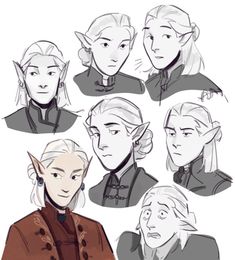 some sketches of the characters from game of thrones, with different facial expressions and hair colors