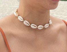 Summer beach cowrie choker necklace Shell Choker Necklace, Cowrie Shell Choker For Vacation, Summer Cowrie Shell Choker Necklace, Summer Beach Shell Choker Necklace, Summer Beach Cowrie Shell Choker, Puca Shell Necklace, Cowrie Choker, Vacation Cowrie Shell Choker, Handmade Bands