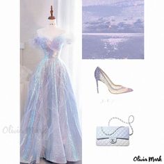 Olivia Mark - Shoulder Banquet Dress for Evening Events and Cocktail Parties Mirrorball Prom Dress, Swan Lake Inspired Dress, Aurora Borealis Dress, Starfall Dress, Fairytale Prom Dress, Iridescent Prom Dress, Artistic Dress, Dress For Evening, Periwinkle Dress