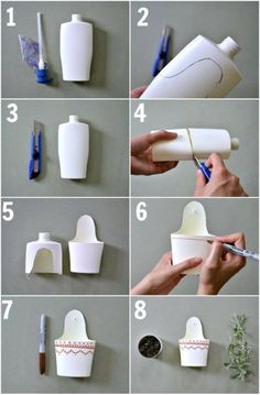 the instructions for how to make a paper cup with toothbrushes and other items