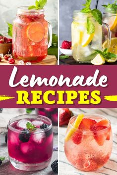 lemonade recipe collage with four different drinks