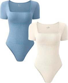 Cute short sleeve bodysuits Comes with 2 pieces in multiple sizes and colors Ootd Inspo, Ribbed Bodysuit, Short Sleeve Bodysuit, Cute Shorts, Professional Outfits, Amazon Women, Women's Fitness, Amazon Fashion