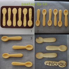 four pictures showing how to make cookies with icing