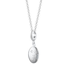 A true classic this tiny celestial locket adds understated elegance to your jewellery collection. A pleasingly smooth oval shaped locket that reflects the light for a high-quality mirror-like shine, it features superb craftsmanship with a stunning starry cosmic scene etched on the front. Crafted from sterling silver this locket opens up you to reveal a 10x6mm section for you to insert your own pictures or to hold a tiny treasure.  All our charms attach with a clip-on clasp and are compatible wit Scene Necklace, Silver Locket Necklace, Oval Locket, Silver Locket, Box Hand, Silver Lockets, Matching Jewelry, Silver Shop, Understated Elegance