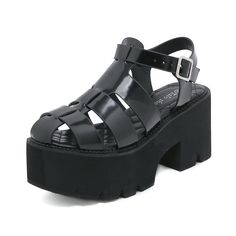 Material: Faux Leather 
Weight: 0.8KG 
Size: 35-43 
Heel Height: 8.5CM/3.35" 
Platform Height: 5CM/1.97" 
SKU:?SA67613 Thick High Heels, Simple Sandals, Elegant High Heels, Roman Sandals, Womens Sandals Summer, Goth Punk, Platform High Heels, Womens Slides, Heels & Wedges