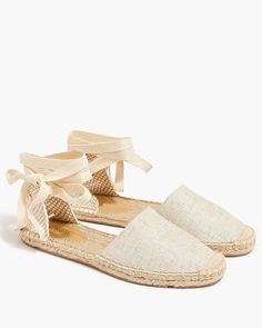 D'orsay Lace-Up Espadrilles Espadrilles Outfit, Canvas Sandals, Lace Up Espadrilles, Slip On Espadrilles, Closed Toe Sandals, Tie Neck Tops, Wedge Pumps, Espadrille Sandals, Flat Espadrilles