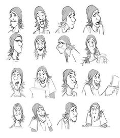 a bunch of sketches of people with different expressions