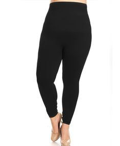 Miracle Trim Waist Mid-Waist Slimming Leggings are super soft, with a mid-waist and fleece lining. Created with a thick wide band for tummy control, these slimming leggings shape and mold your tummy, legs and thighs. Very comfortable and easy pull-on style makes it comfortable to wear as active wear. Color: Black Made of: 95% Polyester, 5% Spandex Due to health and sanitary reasons, ALL SALES ARE FINAL. Tight Full-length Leggings With Wide Waistband, Full Length Tight Leggings With Wide Waistband, Tight High-rise Leggings With Wide Waistband, High Waist Solid Tight Leggings, Solid Tight High-waist Leggings, High Waist Tight Leggings With Elastic Waistband, Solid Color Tight High-waist Leggings, Full Length Leggings With Wide Waistband For Fall, Tight Pants With Contoured Waistband