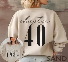 Classic 1984 Sweatshirts for Women, Vintage 40th Birthday Year Number Sweater for Him, Cute 40th Milestone Best Friend 40 Bday Shirt for Her - Etsy Funny Shirts Women Birthday, Turning 40 Birthday Ideas Woman, 40 Year Old Picture Ideas, 40 Shirts For Women, 40th Birthday Tshirt Ideas For Women, Cute 40th Birthday Ideas, 40 Fabulous Birthday Ideas, What To Wear To A 40th Birthday Party, Fabulous 40 Birthday For Women