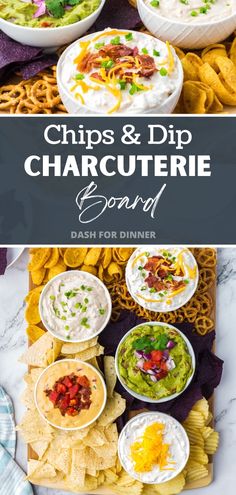 chips and dip bar with text overlay